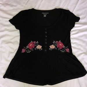 American eagle peplum flower shirt